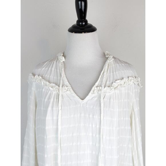 River Island Top Ruffle Bib Blouse Peasant Boho Victorian Cottagecore Size 8 - Picture 7 of 16